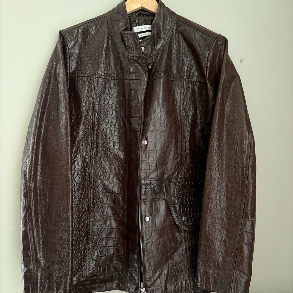 Saks Potts Dark Brown Croc-Embossed Jacket